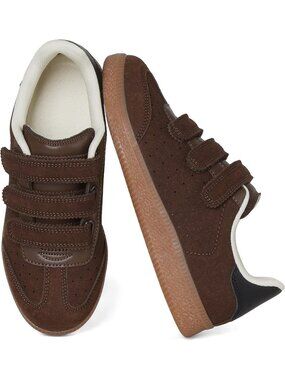Women's Brown Faux Suede Comfortable Retro with Hook and Loop Closure Sneaker